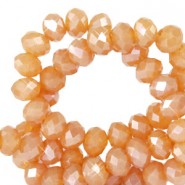 Top Facet kralen 8x6mm disc Amber orange-pearl shine coating